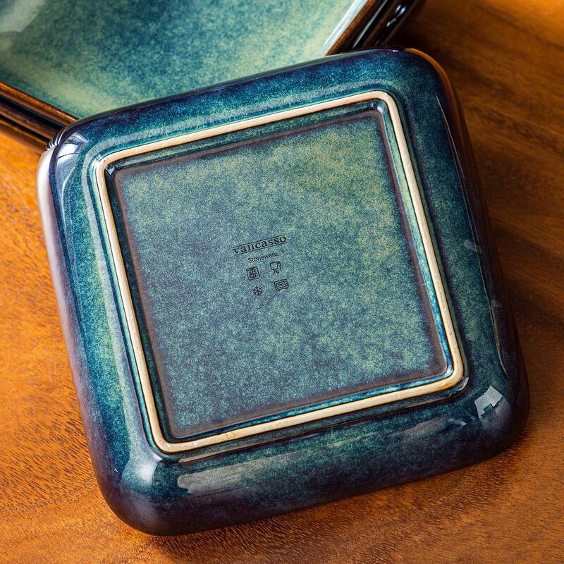 vancasso Stern Reactive Glaze Stoneware Dinnerware Set, Service for 4