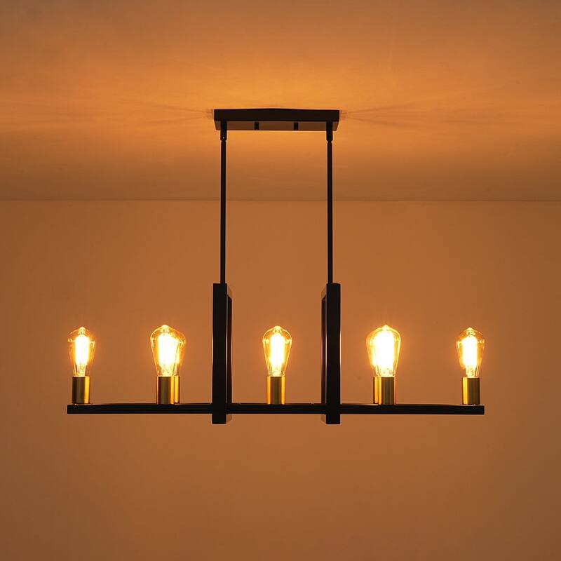 Modern Farmhouse 8-Light Square Frame Kitchen Island Chandelier - 35.8in