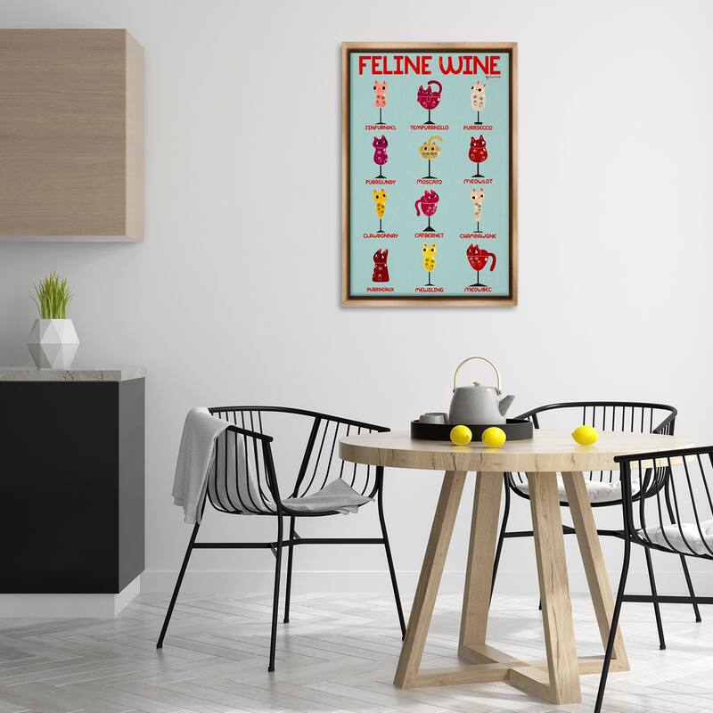 Stupell Clever Feline Wine Drinks Framed Floater Canvas Wall Art Design By Carrie Cantwell