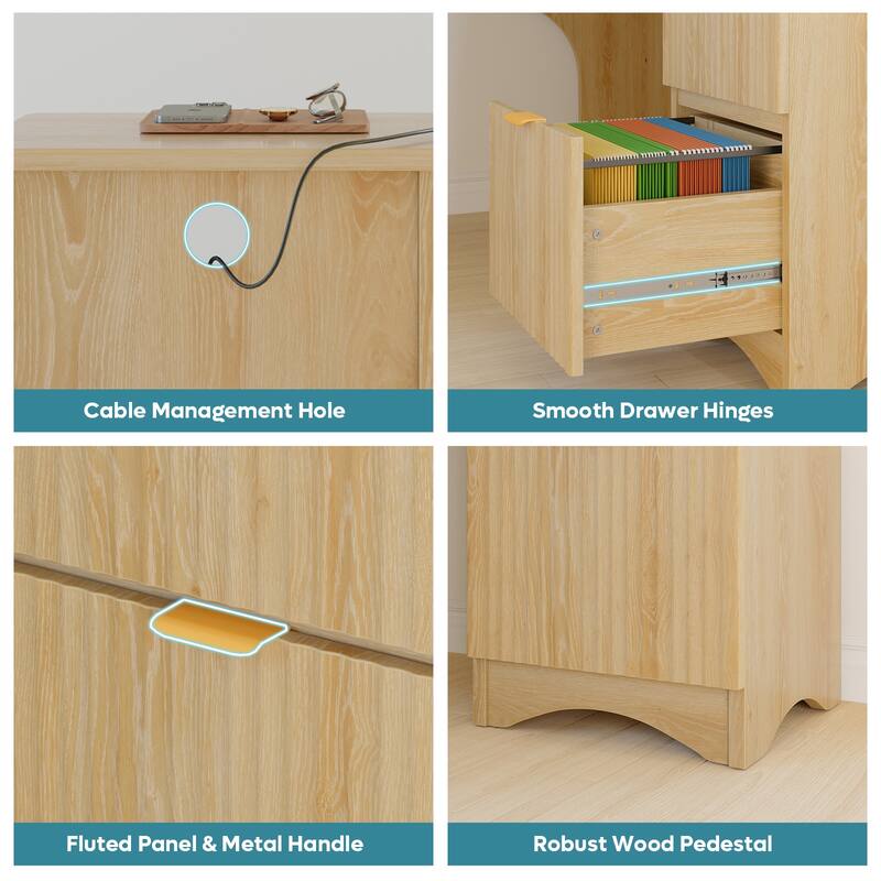 Bestier 56"W Modern L-Shaped Corner Computer Desk With Filing Drawer