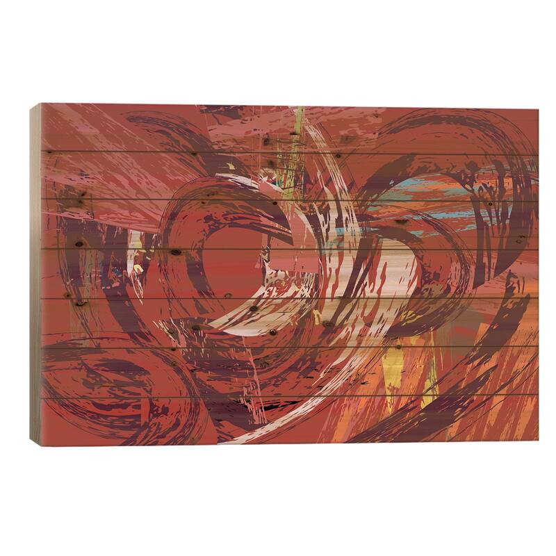 Red Bang I Print On Wood by Charles Harker - Multi-Color - 18x26x1.5