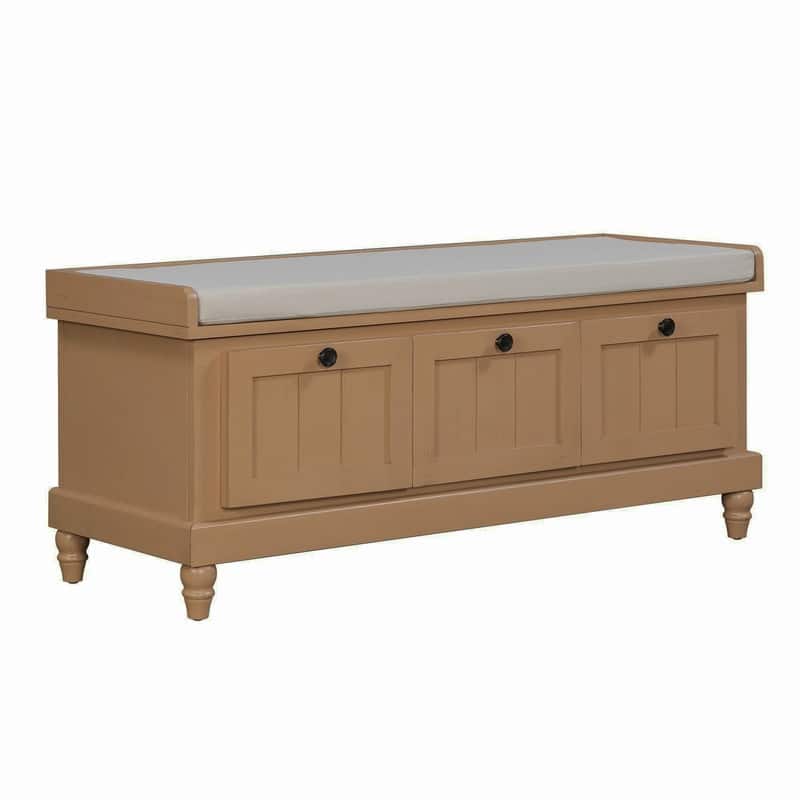 Classic Storage Bench with Cushioned Seat and Drawers
