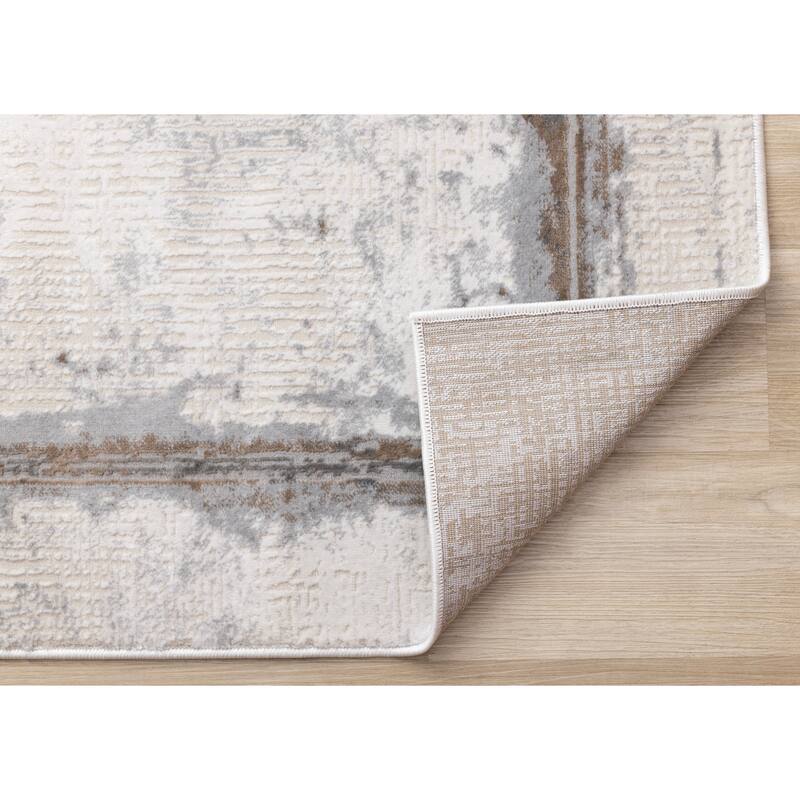 London Collection - Grey Cream Beige Border Indoor Area Rug