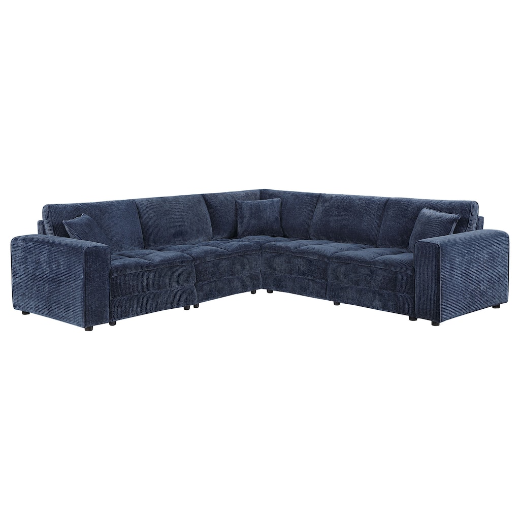 Atlantic 5-Piece Upholstered Modular Sectional Sofa Blue