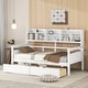 preview thumbnail 10 of 16, Twin size Daybed, Wood Slat Support, with Bedside Shelves and Two Drawers White