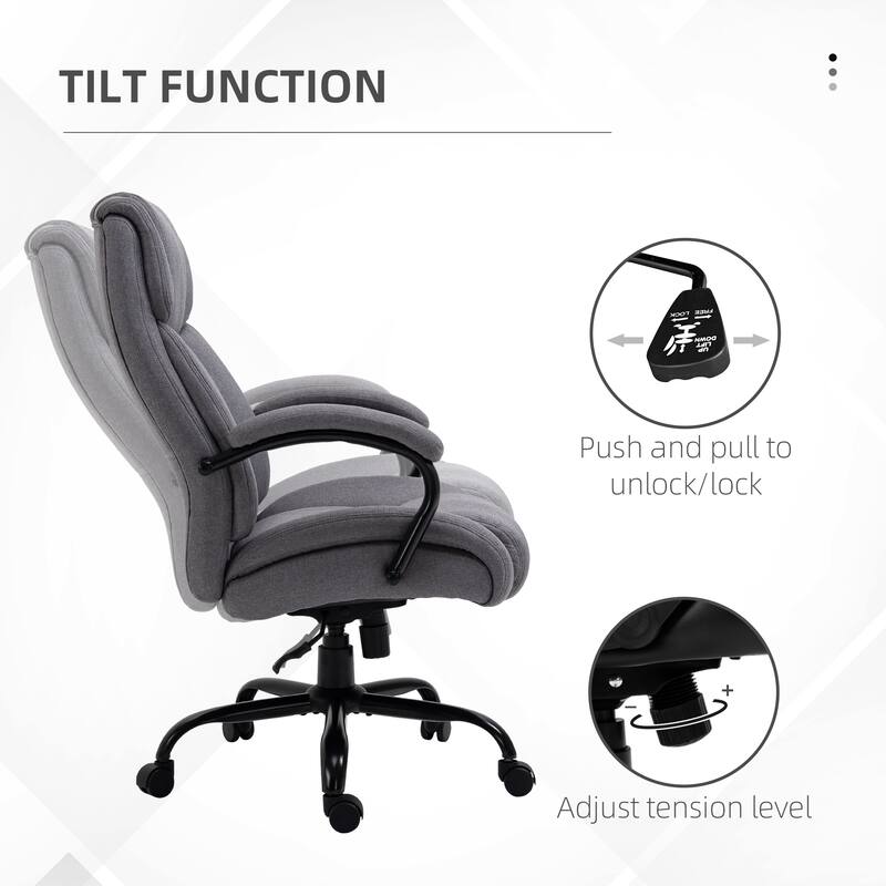 High Back Heightening Office Chair Linen Computer Desk Chair with Adjustable Height Wide Seat and Swivel Wheels, for Office