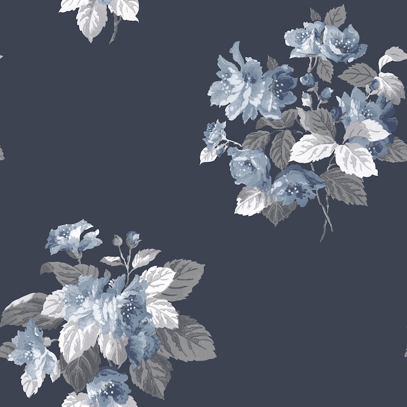 Galerie Wallcoverings Secret Garden Floral Bouquet Non-woven Matte Wallpaper Roll - 33 feet x 21 inches - Blue
