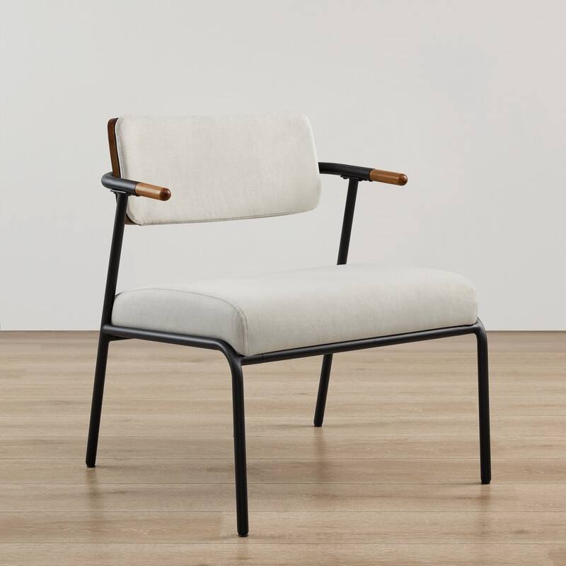 Cassie Upholstered Accent Chair with Metal Frame&Wood Back