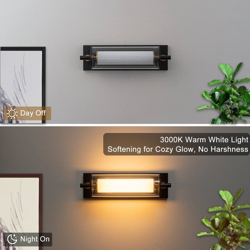 Double-Layer Cylindrical Clear Glass LED Wall Sconce Modern Industrial