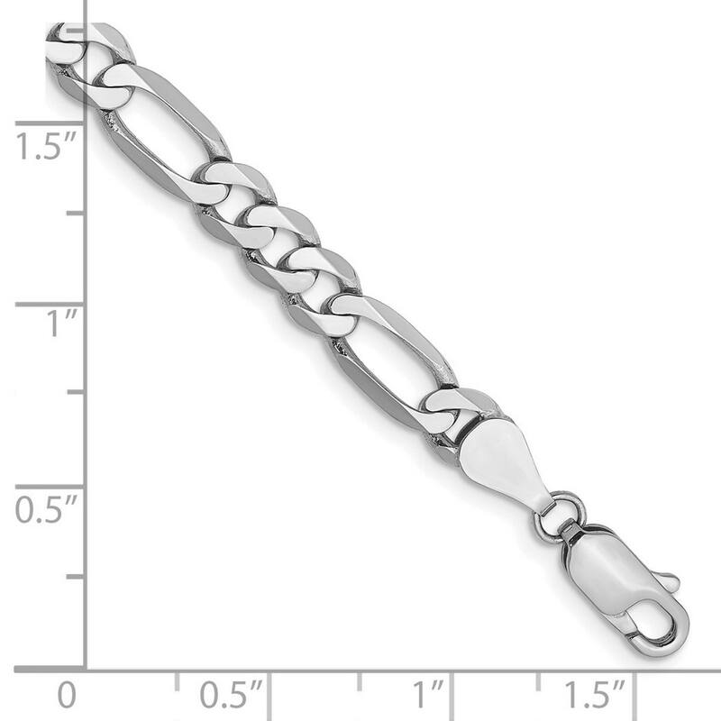 Curata 14k White Gold 5.5mm Flat Figaro Chain Bracelet