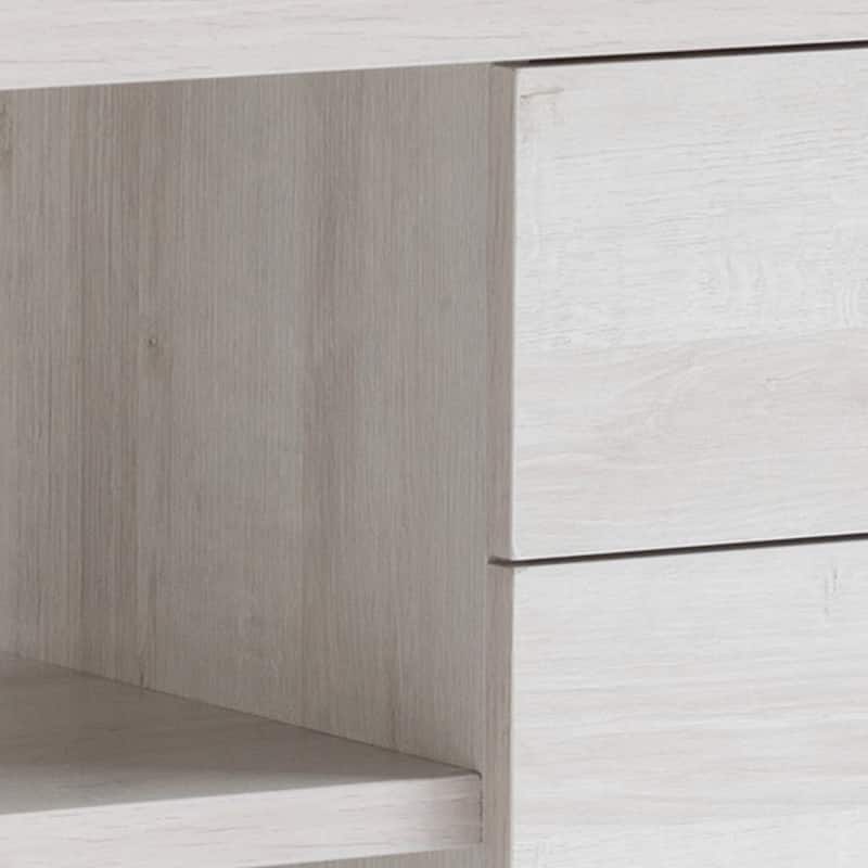 HomeRoots 60" White Wood Enclosed and Open Storage TV Stand - 60.00 in. x 22.00 in. x 15.50 in.