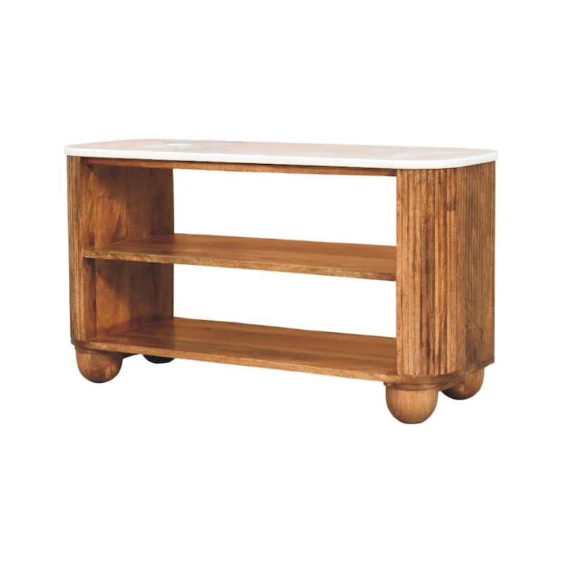 Artisan Furniture Solid Wood Beaumont Marble Shoe Bench ,Brown