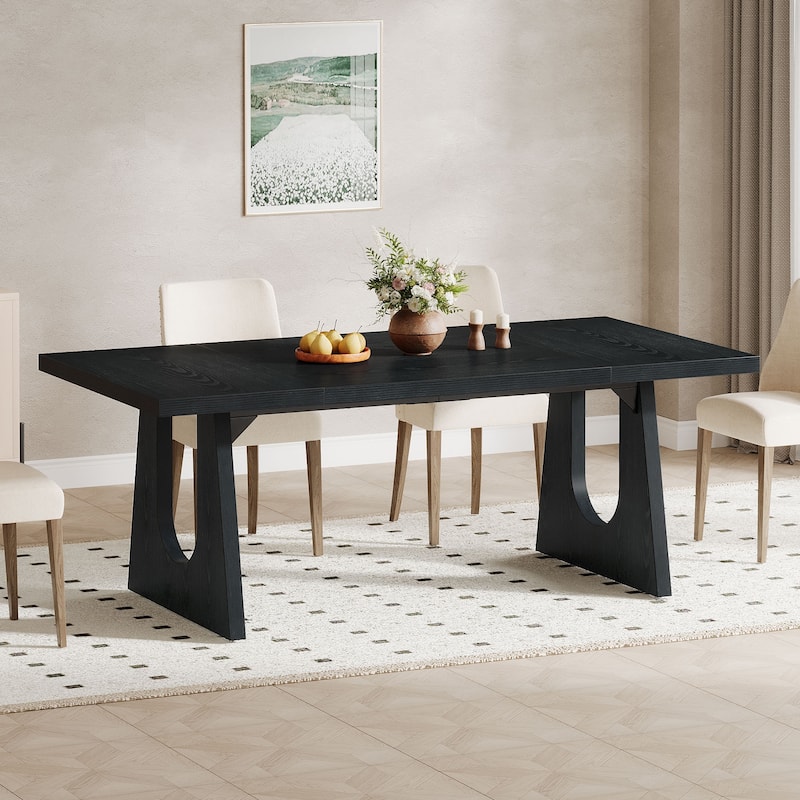 Oak Large Dining Table Wood Rectangular Kitchen Table for Dining Room