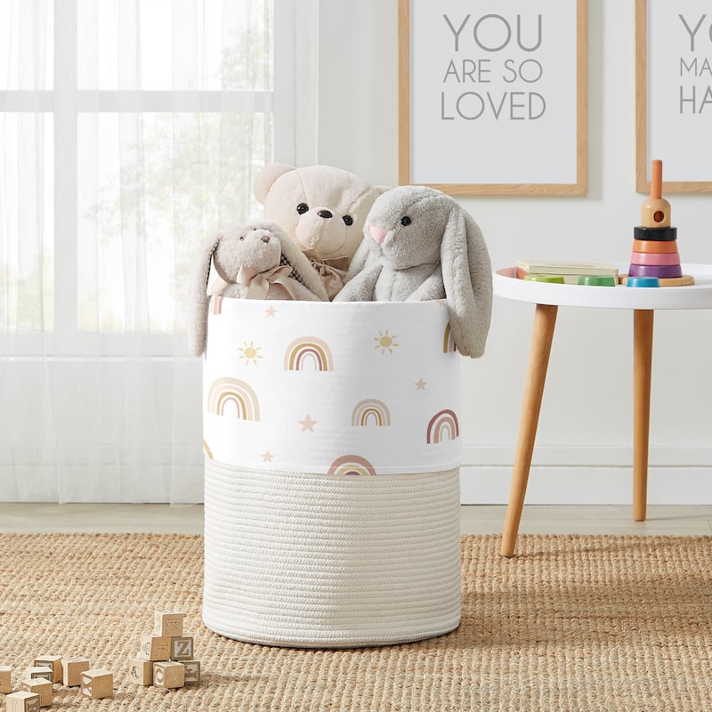 Boho Rainbow Girl Woven Laundry Rope Basket Hamper with Liner Blush Pink  Yellow Tan Bohemian Modern Neutral Vintage Gold Taupe - Bed Bath & Beyond -  39091417