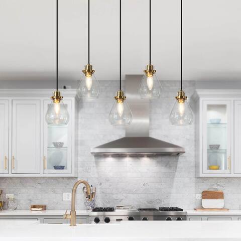 Malury Modern Farmhouse 5-light Cluster Globe Pendant lighting Linear Chandelier for Kitchen Island