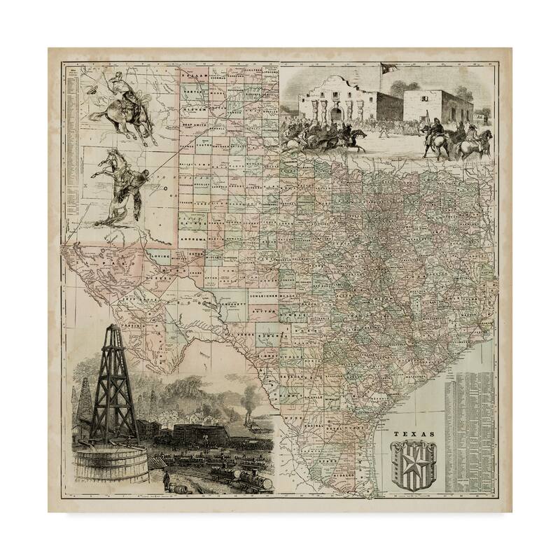 Vision Studio 'Map Of Texas' Canvas Art