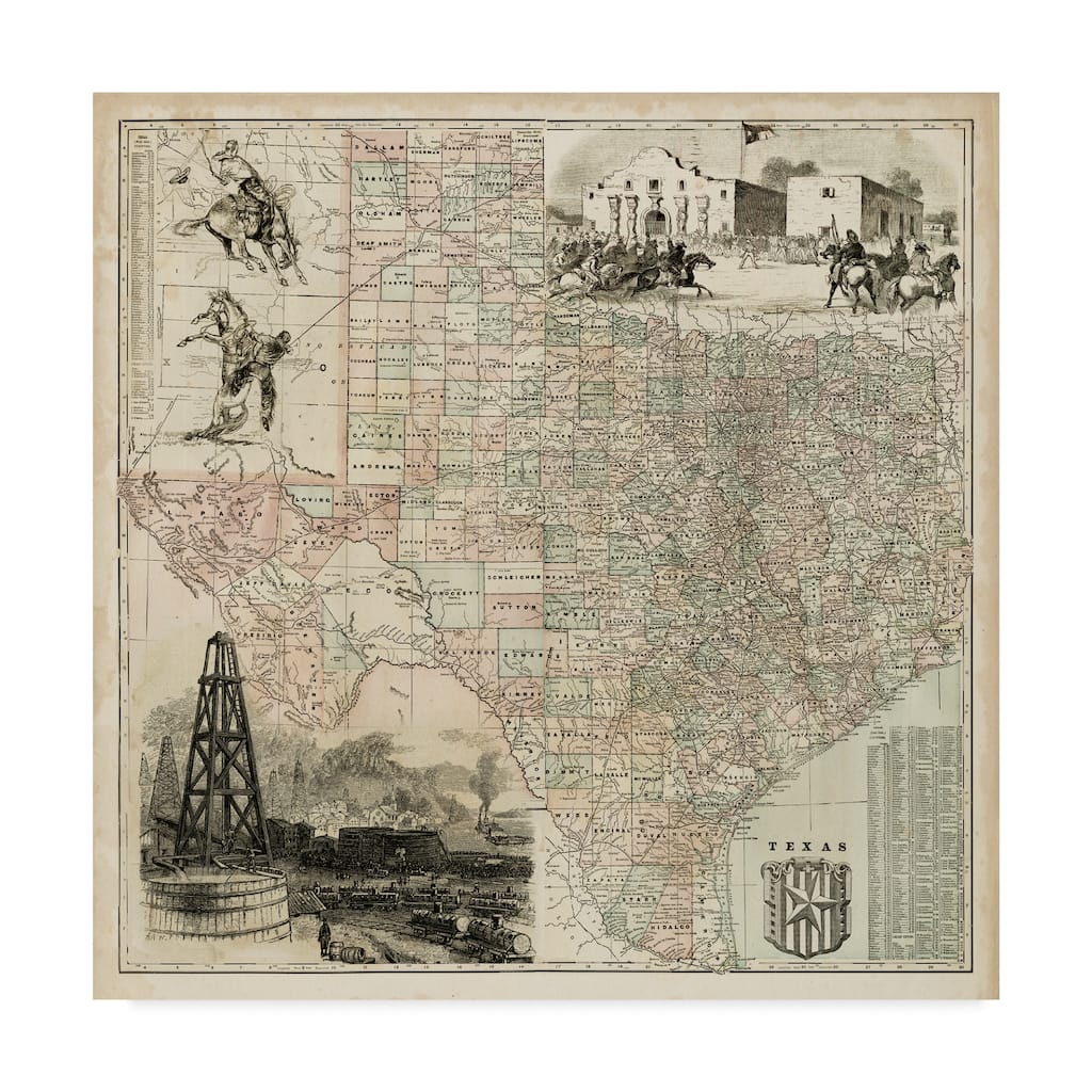 Vision Studio 'Map Of Texas' Canvas Art