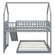 preview thumbnail 8 of 15, Twin Over Full Bunk Bed with Slide and Built-in Ladder, Wooden Floor House Shaped Bedframe w/Full-Length Guardrail & Roof