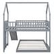 preview thumbnail 10 of 25, Twin over Full House Bunk Kids Bed with Slide, Built-in Ladder & Full-Length Guardrail for Bedroom, No Box Spring Needed, Grey