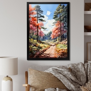 Designart "Green Pine Tree Dancing Shadows" Tree Pine Framed Canvas ...