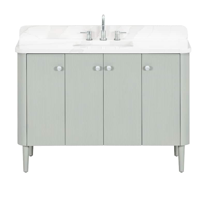 Haley Bathroom Vanity in Soft Sage with Alluring Quartz Top
