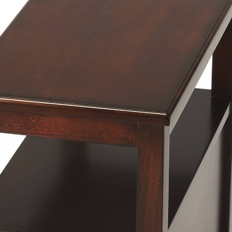 HomeRoots 24" Dark Brown Manufactured Wood End Table With Two Drawers And Shelf - 12