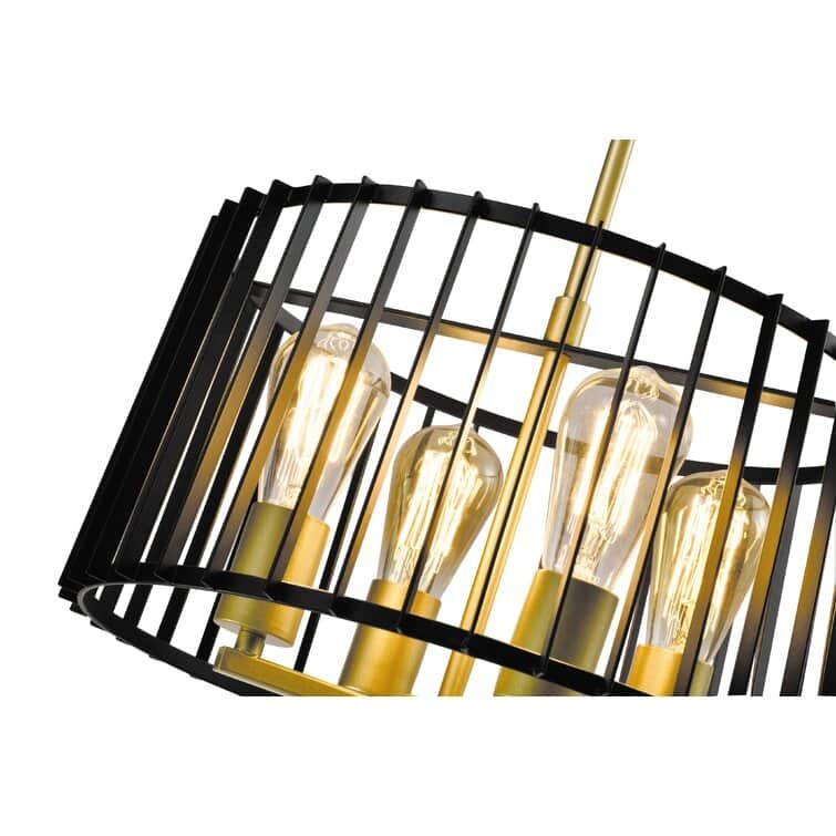 Maxax 4 - Light Lantern/Candle Style Drum Pendant with Wrought Iron Accents - N/A