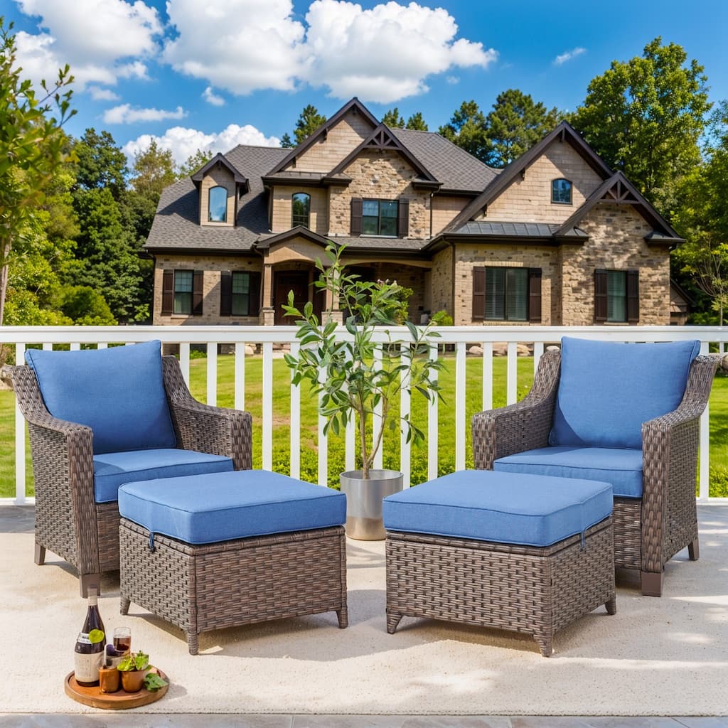 4 Pieces Patio Bistro Set - Brown