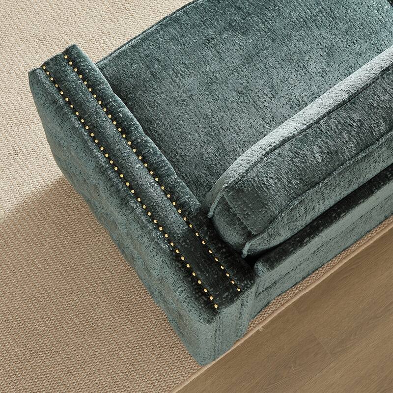 3-Seater Convertible Sleeper Sofa with Memory Foam - Chenille Fabric Couch for Living Rooms