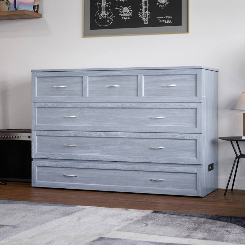 AFI Northfield Murphy Bed Chest with 6" Mattress, Storage Drawer & Built-In Charger