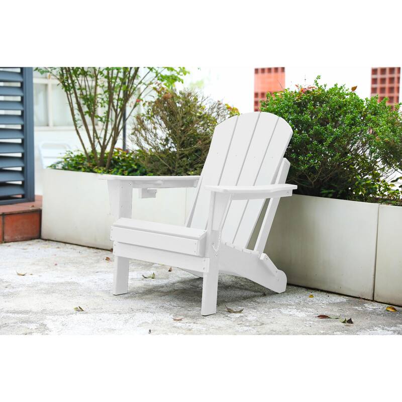 Folding Adirondack Chair with Cup Holder - Weather-Resistant & Durable