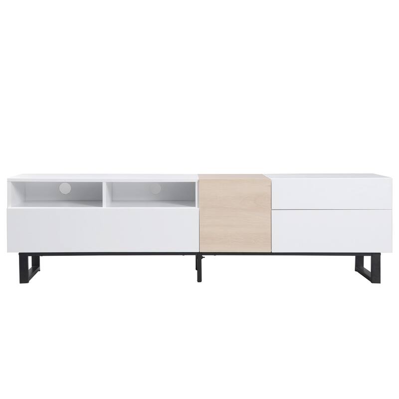 71" Media Console for 80" TVs, Minimalist Entertainment Center with Adjustable Shelf & Storage