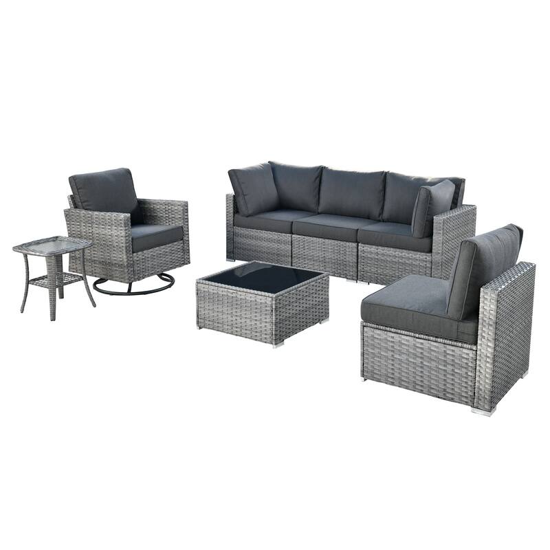 XIZZI 7-piece Patio Furniture Outdoor Sectional Set with Swivel Rocker