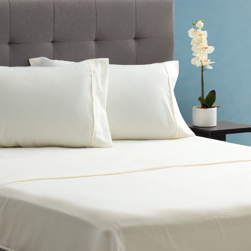 Solid 4 Piece Queen Ivory Sheet Set