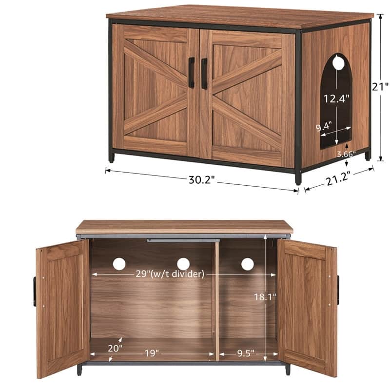 Cat Litter Box Enclosure with Top Opening - Walnut