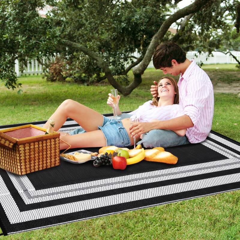 Outdoor Plastic Straw Rug Waterproof Outdoor Rug Reversible Plastic Camping Rugs for Patio Porch Deck Backyard