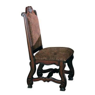 2pc Dining Side Chair with Padded Seat and Back,Intricate Carved Detail