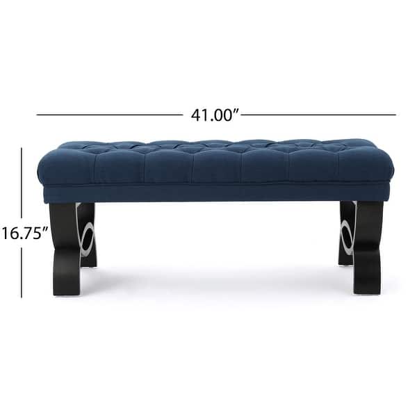 dimension image slide 1 of 10, Scarlette Tufted Fabric Ottoman Bench by Christopher Knight Home - 41.00" L x 17.25" W x 16.75" H