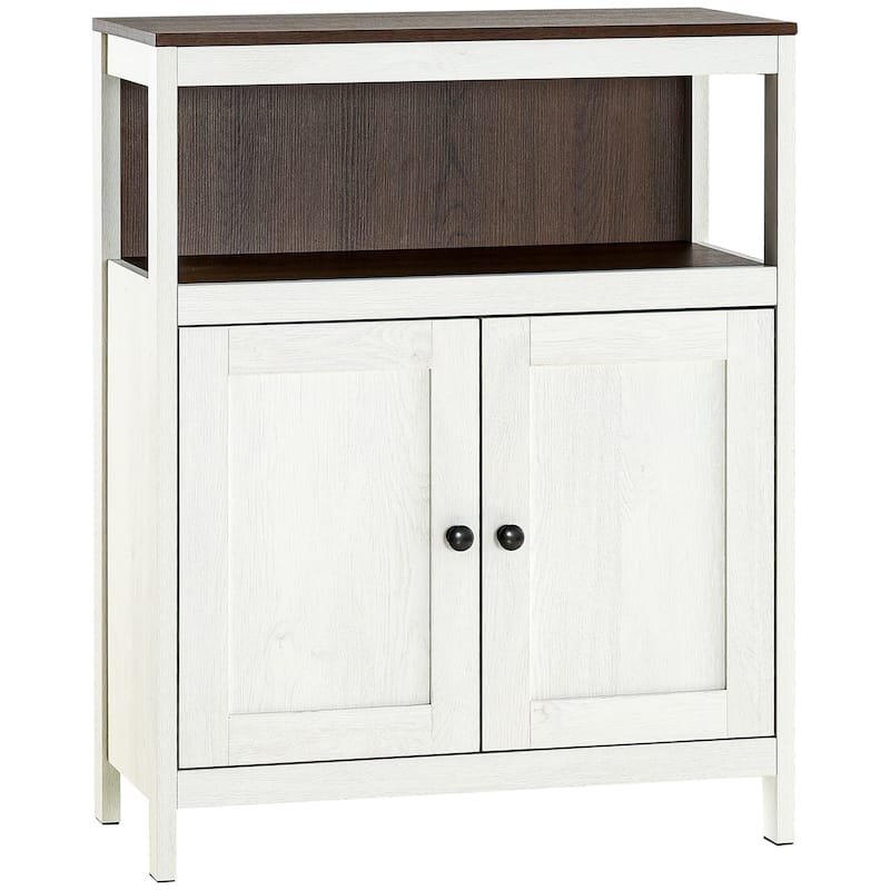 kleankin Modern Bathroom Storage Cabinet, Free Standing Bathroom Cabinet, Open Compartment and Cupboard with Adjustable Shelf