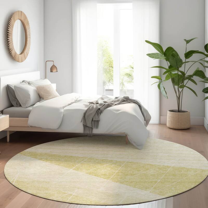 Machine Washable Indoor/ Outdoor Chantille Modern Prism Rug - Wheat - 8' x 8'