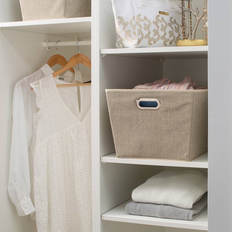Simplify Large Grommet Storage Bin in Faux Jute - L17"x W14"x H10"