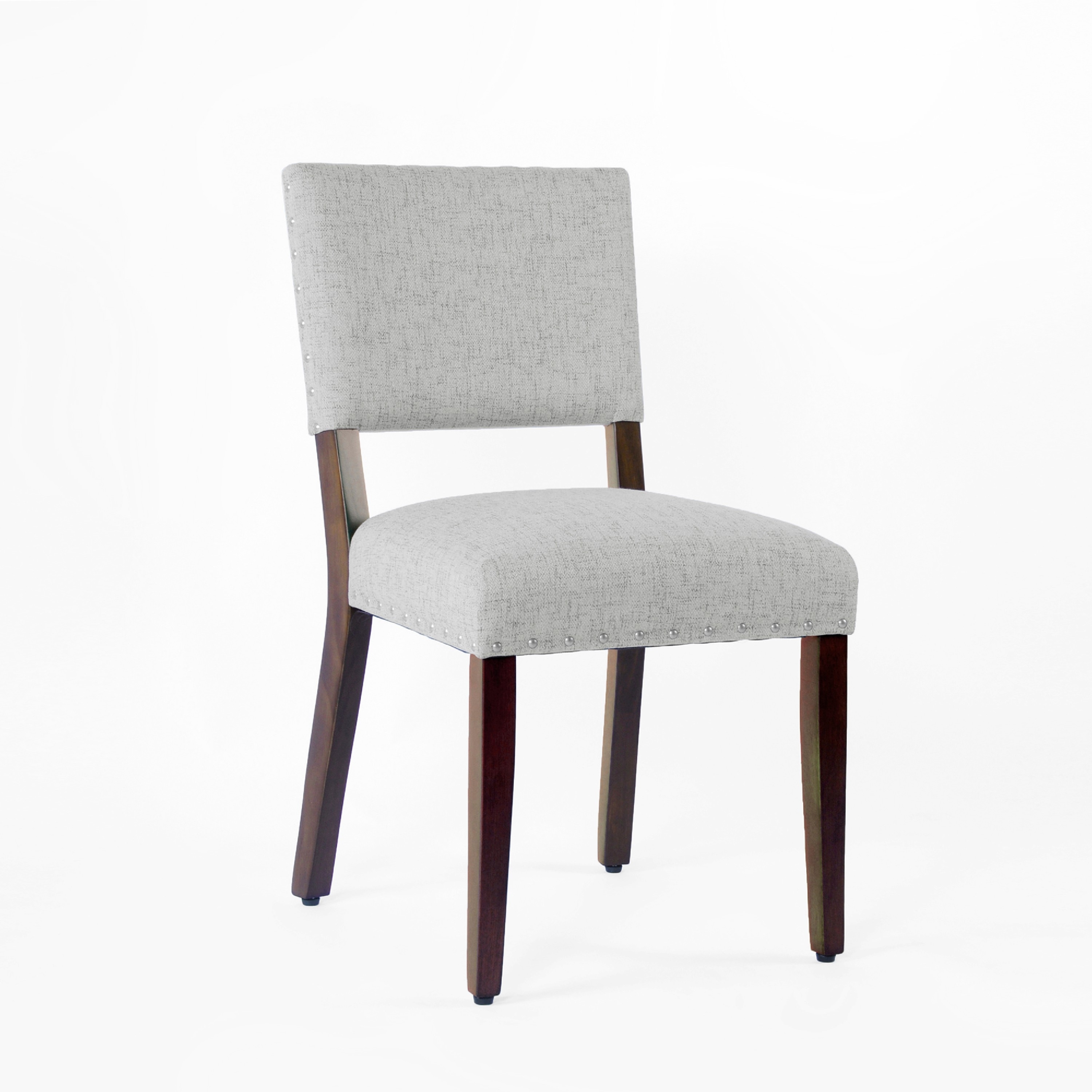 Dining Side Chair Set of 2, Padded Open Back, Gray Woven Fabric