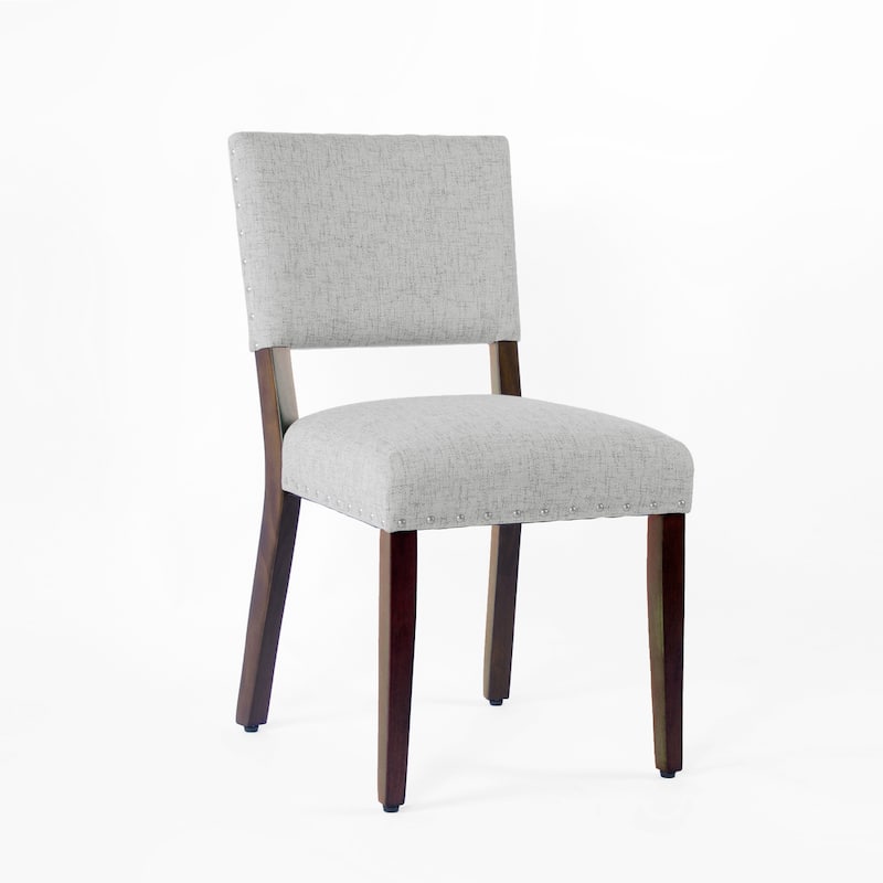 Dining Side Chair Set of 2, Padded Open Back, Gray Woven Fabric