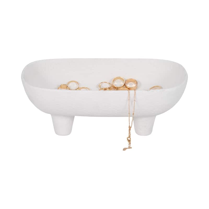 Sagebrook Home 10-inch Ceramic Footed Rounded Rectangle Bowl in White - Timeless Design for Sophisticated Home Decor