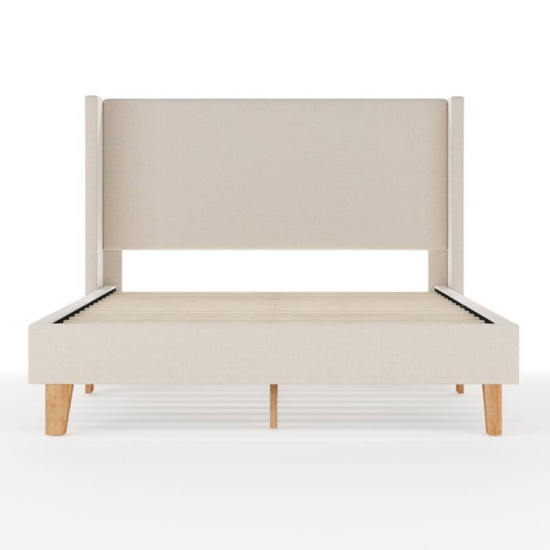 Martha Stewart Upholstered Platform Bed with Wingback Headboard