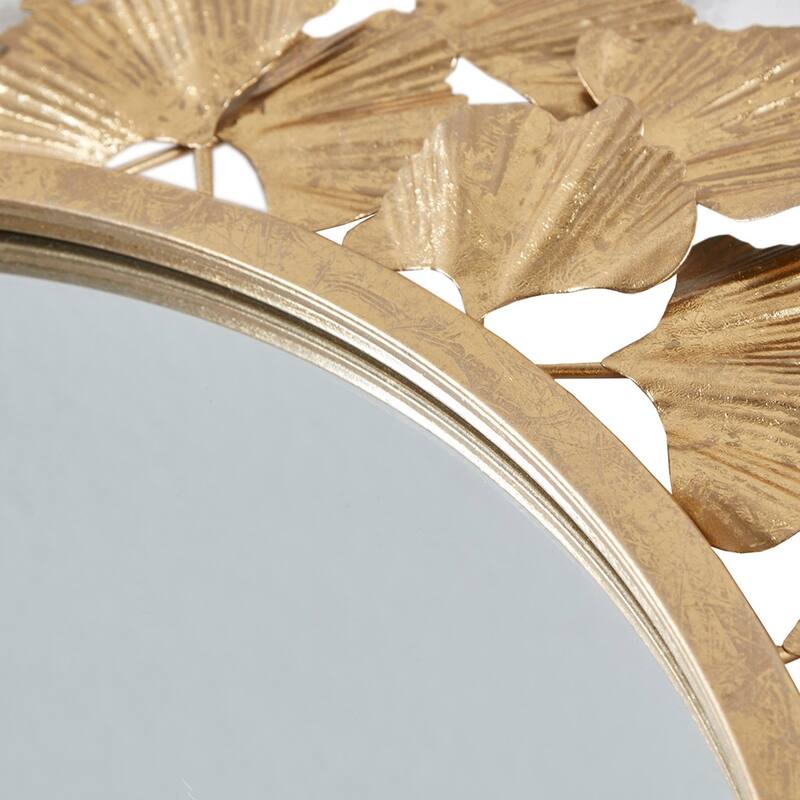 Eden Gold Gingko Leaf Round Wall Mirror 30.5"