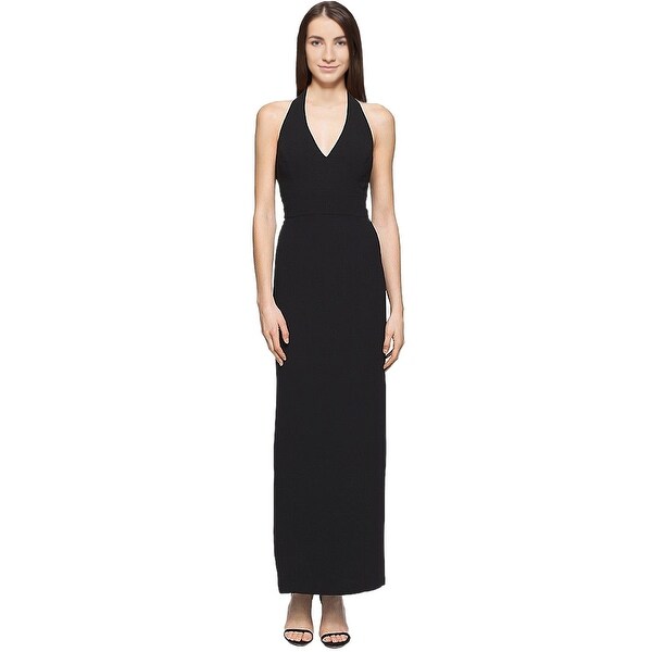 Shop Calvin Klein Open Back Halter Evening Gown Dress Black - Free Shipping Today - Overstock ...