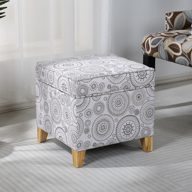 Adeco Square Storage Ottoman 17 inch Footstool