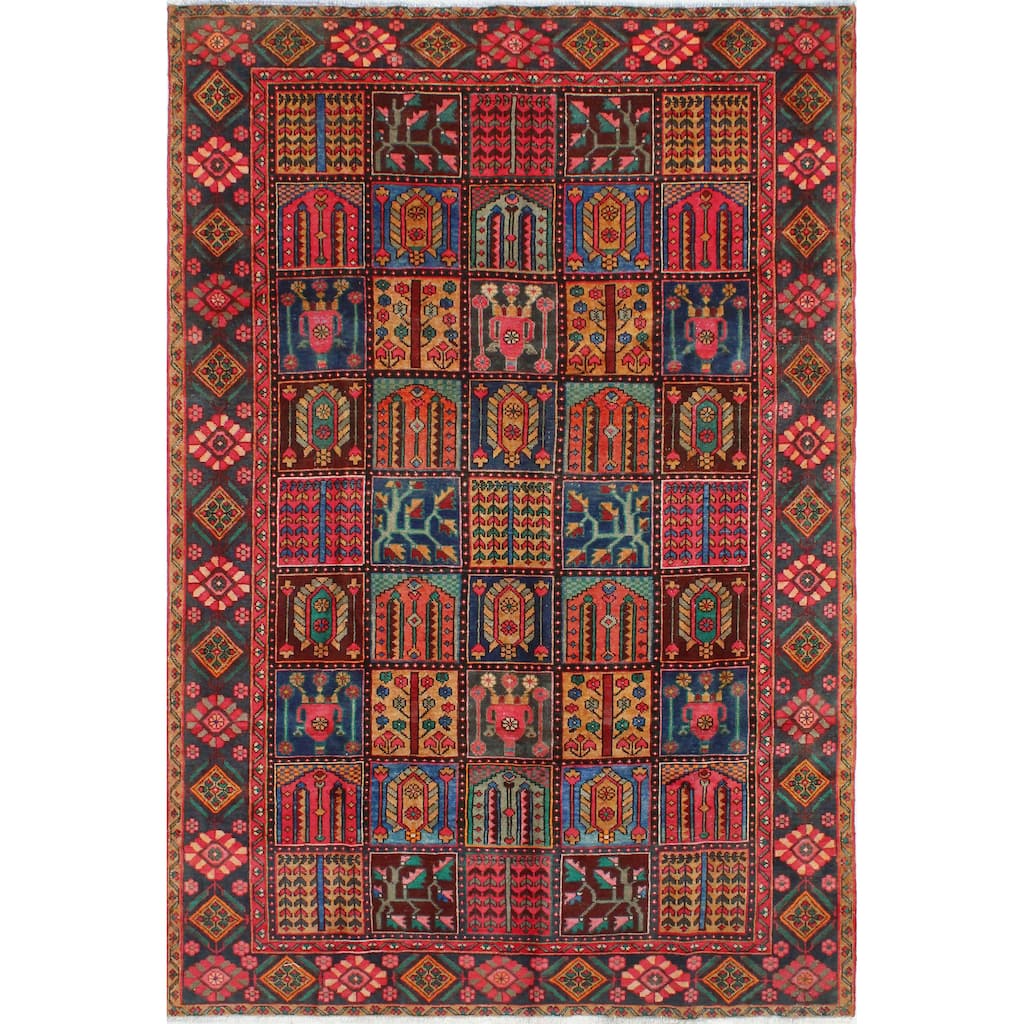 Fine Vintage Bakhtiari Catriel Red/Charcoal Rug - 6'4" x 9'6"