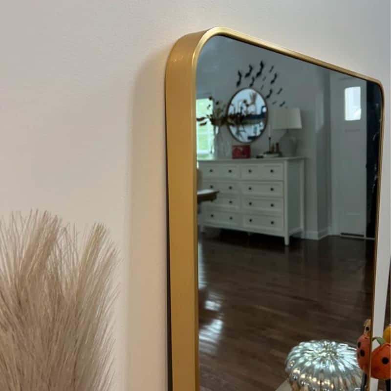 Rectangle Mirror Wall Mounted, Large Size Bathroom Vanity Wall Mirror with Rounded Corner Metal Frame